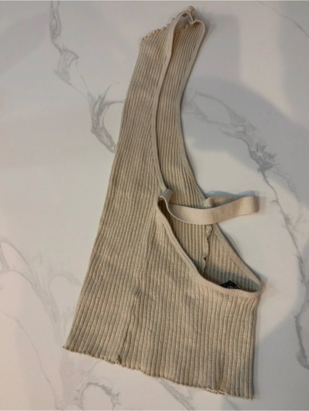 Beige Ribbed Halter Sweater Tank - Picture 4 of 4